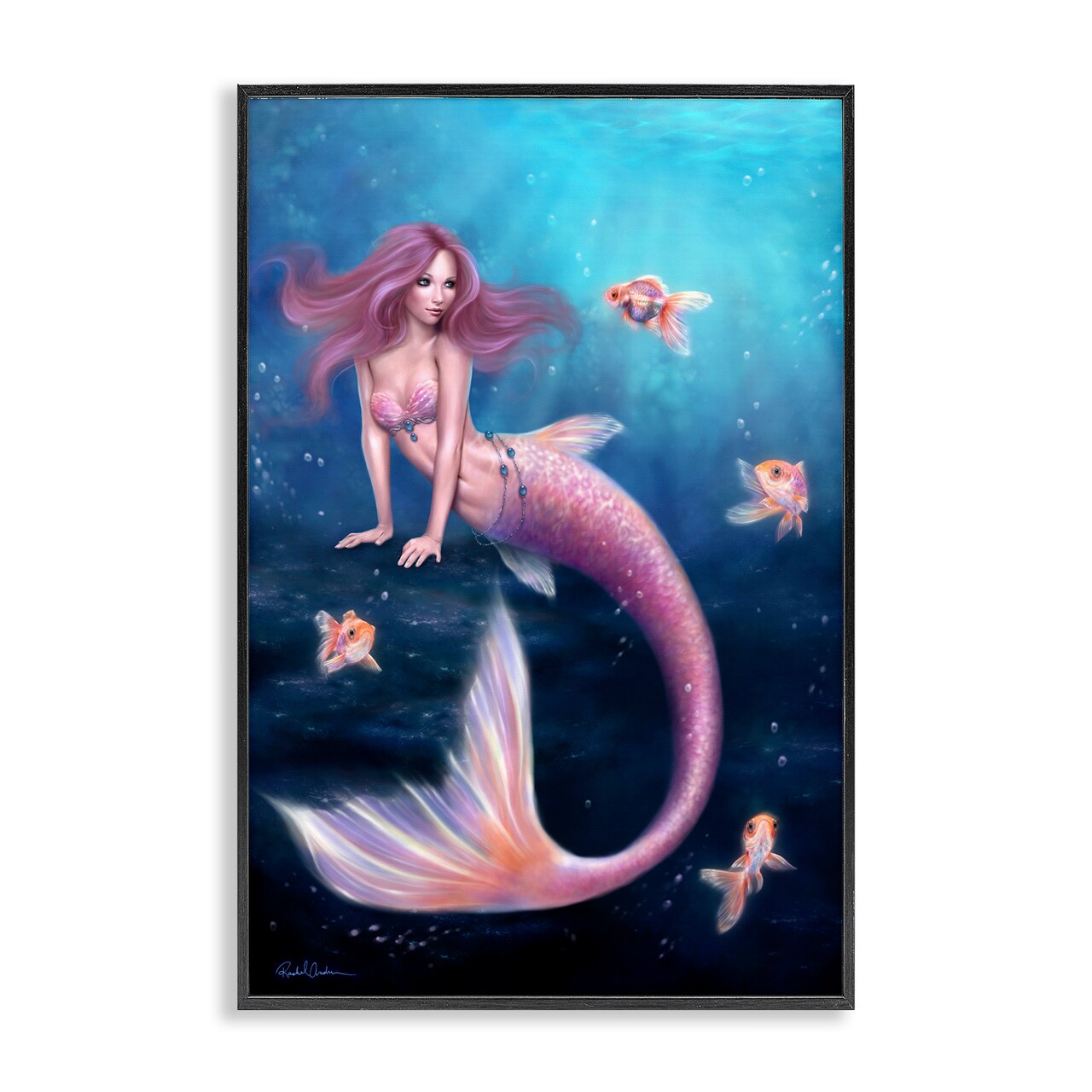 Stupell Industries Aurelia Mermaid & Fish Framed Giclee, design by Rachel Anderson
